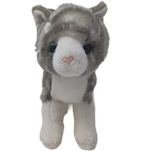 Aurora Miyoni Gray Striped Realistic Kitten Cat Stuffed Animal Plush Toy 8"